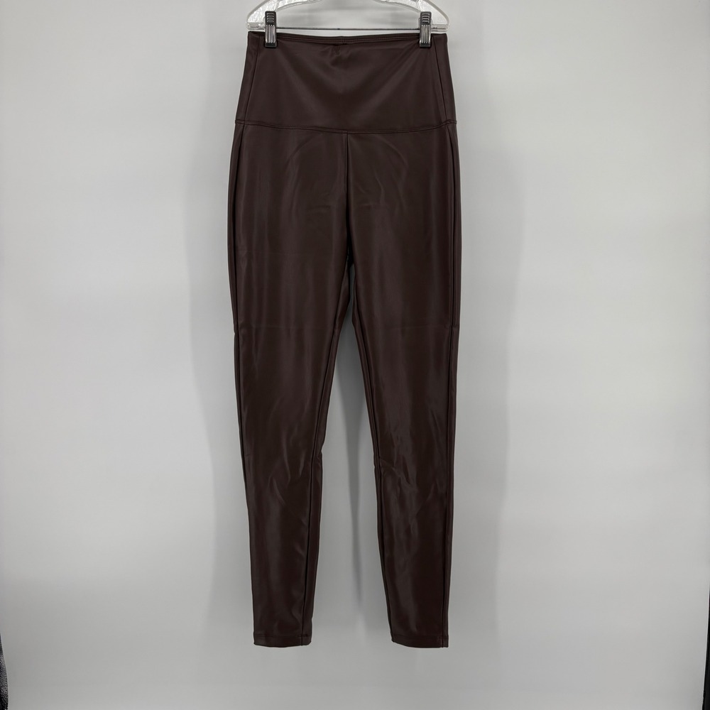 Zenana Faux Leather Leggings High Waisted Stretch 2 Pack Brown Black Size S